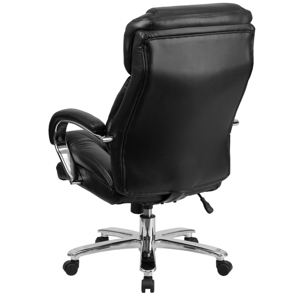 24/7 Intensive Use Big & Tall 500 lb. Rated Black LeatherSoft Swivel Ergonomic Office Chair with Loop Arms. Picture 4