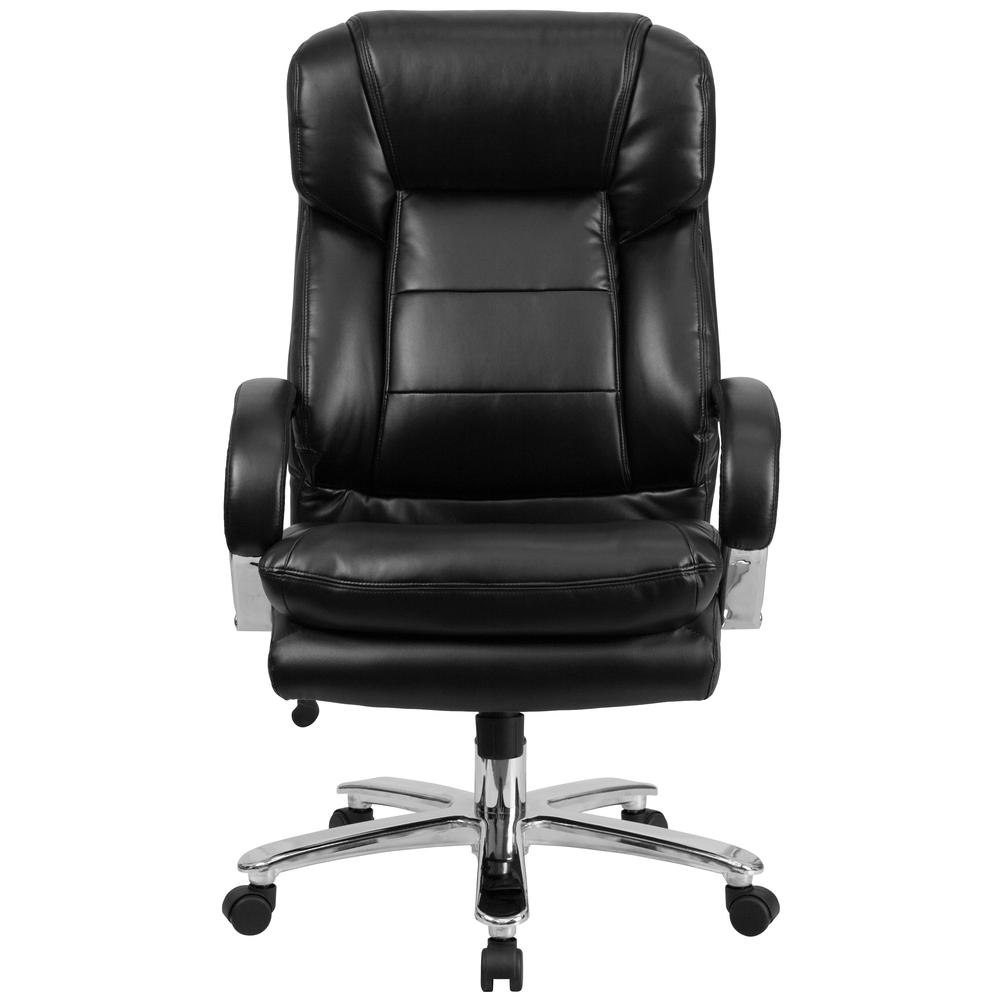 24/7 Intensive Use Big & Tall 500 lb. Rated Black LeatherSoft Swivel Ergonomic Office Chair with Loop Arms. Picture 5