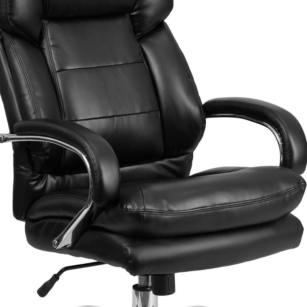 24/7 Intensive Use Big & Tall 500 lb. Rated Black LeatherSoft Swivel Ergonomic Office Chair with Loop Arms. Picture 7