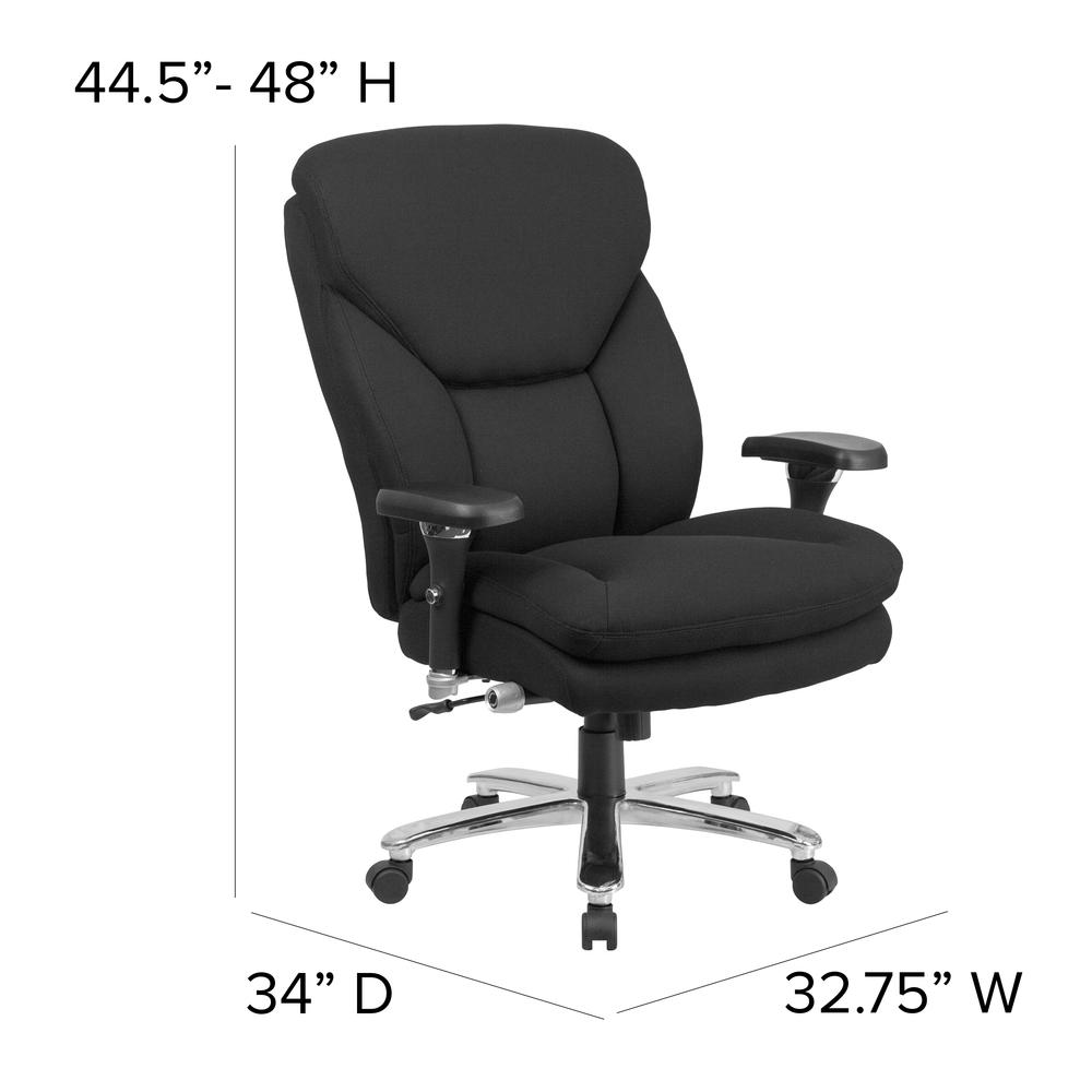 24/7 Intensive Use Big & Tall 400 lb. Rated High Back Black Fabric Executive Ergonomic Office Chair with Lumbar Knob and Large Triangular Shaped Headrest. Picture 2