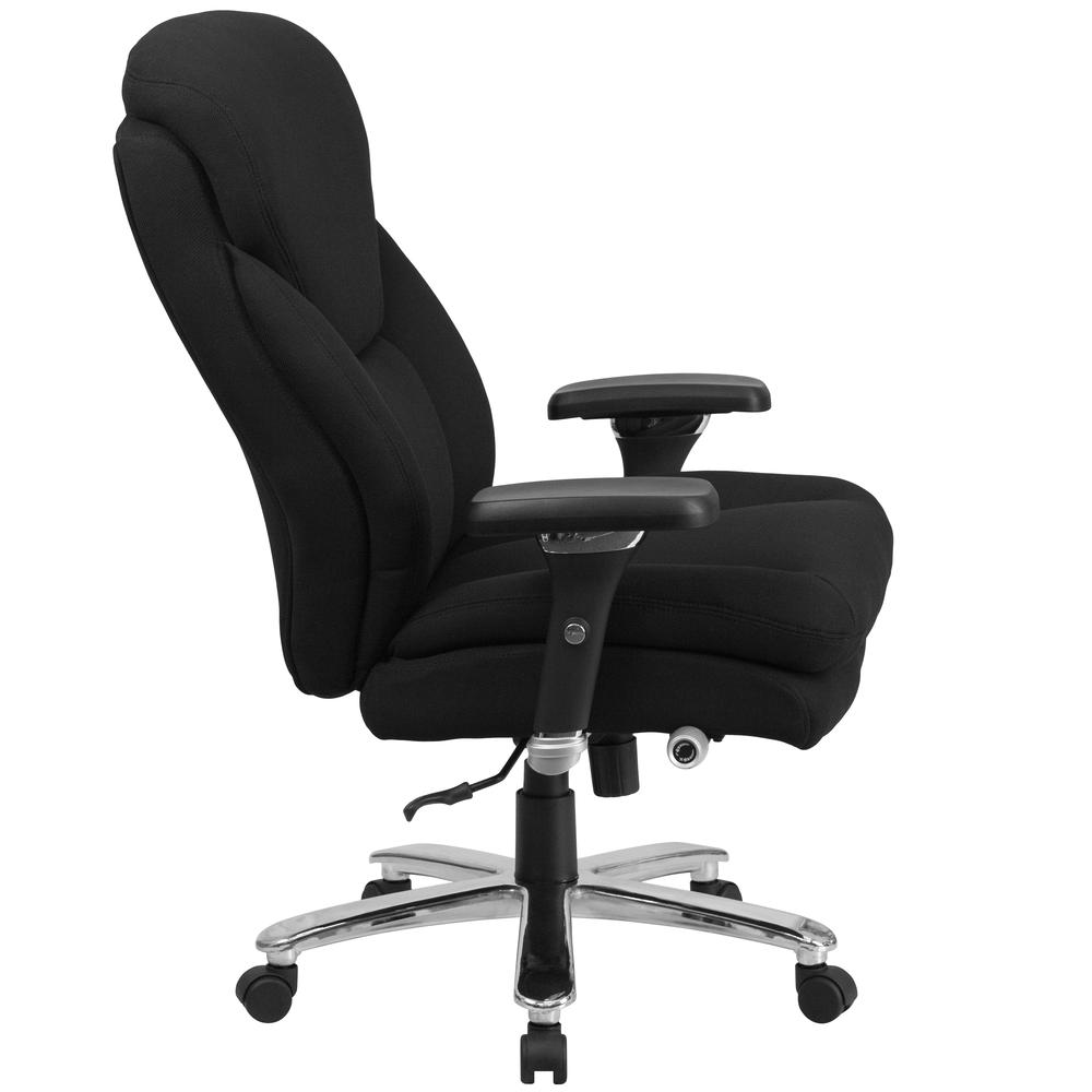 24/7 Intensive Use Big & Tall 400 lb. Rated High Back Black Fabric Executive Ergonomic Office Chair with Lumbar Knob and Large Triangular Shaped Headrest. Picture 3