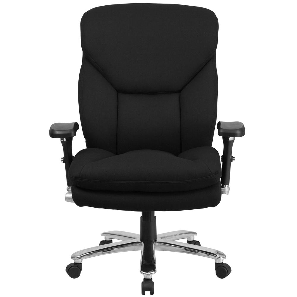 24/7 Intensive Use Big & Tall 400 lb. Rated High Back Black Fabric Executive Ergonomic Office Chair with Lumbar Knob and Large Triangular Shaped Headrest. Picture 5