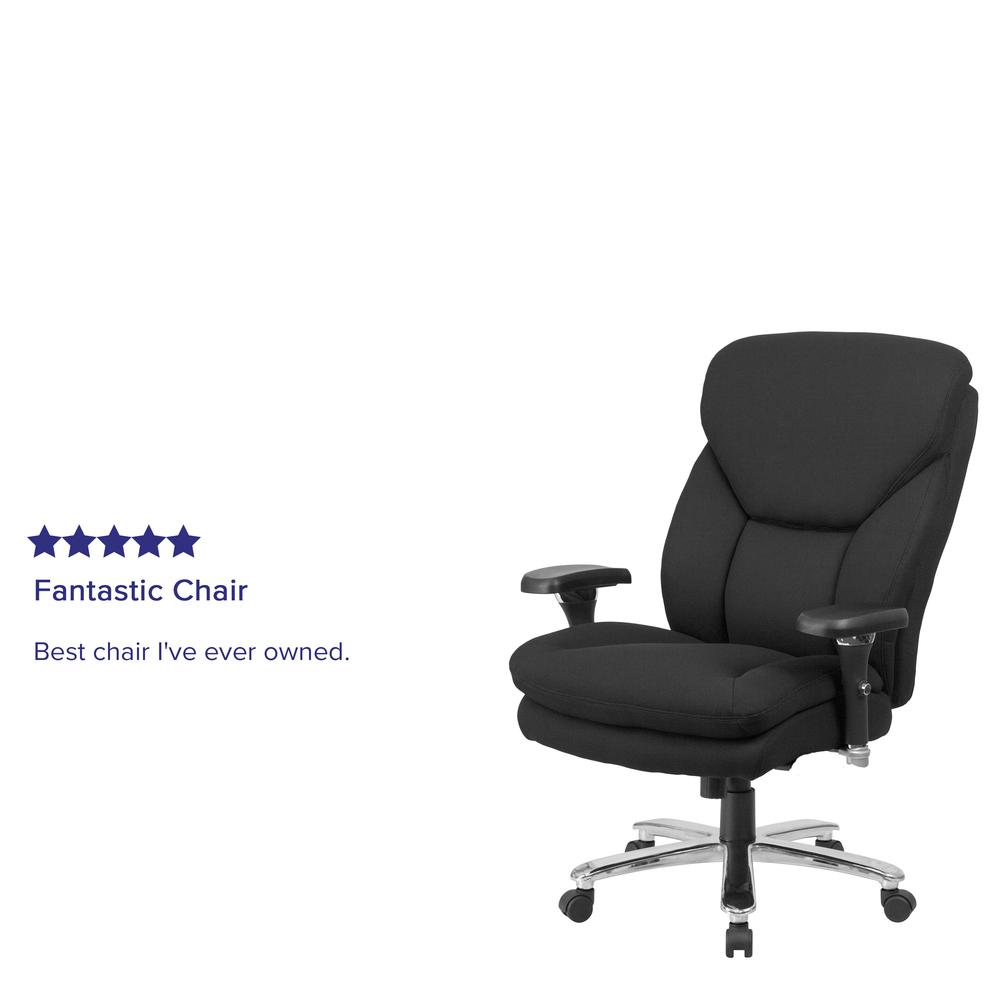24/7 Intensive Use Big & Tall 400 lb. Rated High Back Black Fabric Executive Ergonomic Office Chair with Lumbar Knob and Large Triangular Shaped Headrest. Picture 8