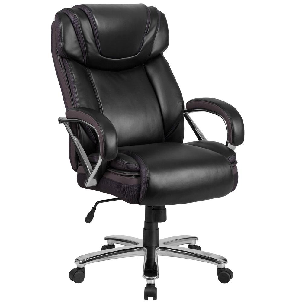 Big & Tall 500 lb. Rated Black LeatherSoft Executive Swivel Ergonomic Office Chair with Extra Wide Seat. The main picture.