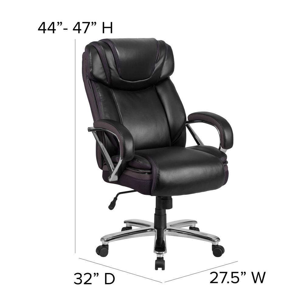 Big & Tall 500 lb. Rated Black LeatherSoft Executive Swivel Ergonomic Office Chair with Extra Wide Seat. Picture 2