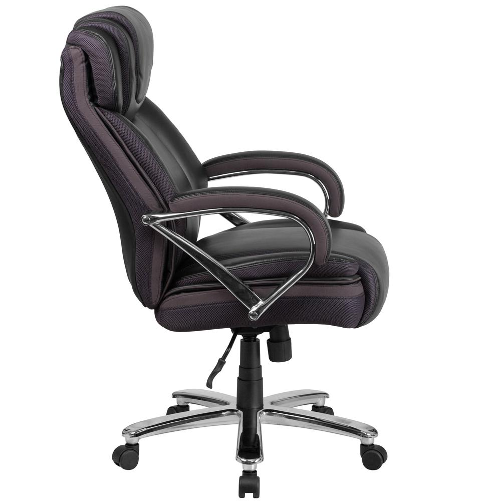 Big & Tall 500 lb. Rated Black LeatherSoft Executive Swivel Ergonomic Office Chair with Extra Wide Seat. Picture 3