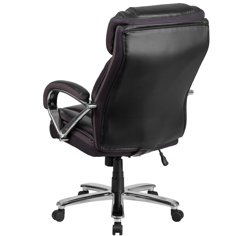Big & Tall 500 lb. Rated Black LeatherSoft Executive Swivel Ergonomic Office Chair with Extra Wide Seat. Picture 4