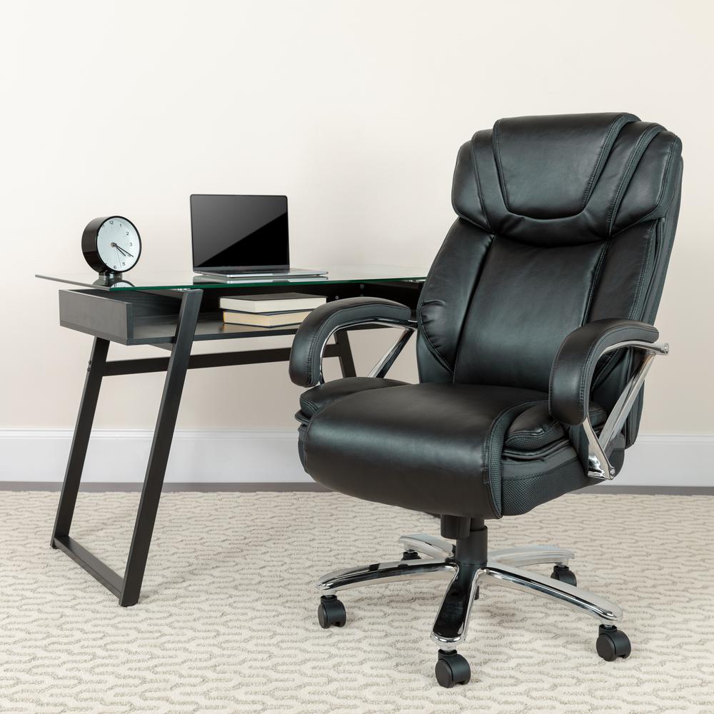 Big & Tall 500 lb. Rated Black LeatherSoft Executive Swivel Ergonomic Office Chair with Extra Wide Seat. Picture 7