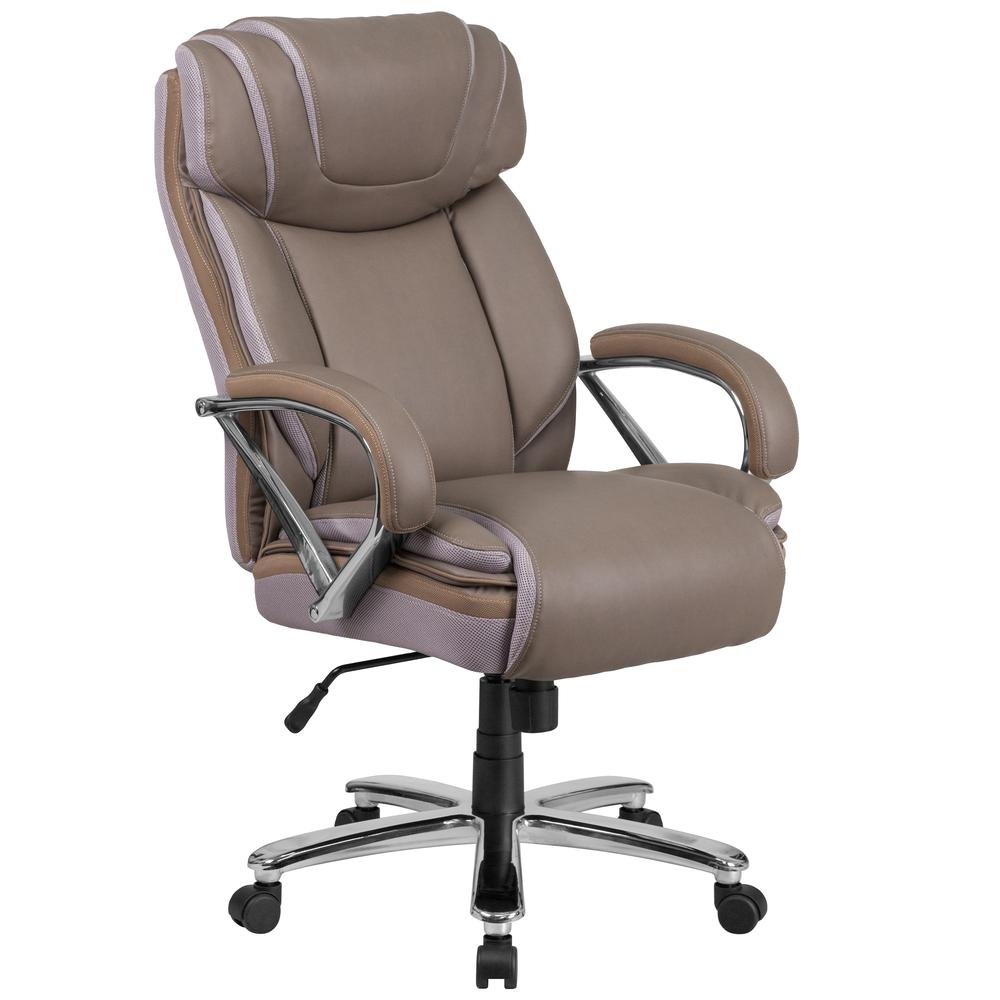 Big & Tall 500 lb. Rated Taupe LeatherSoft Executive Swivel Ergonomic Office Chair with Extra Wide Seat. The main picture.