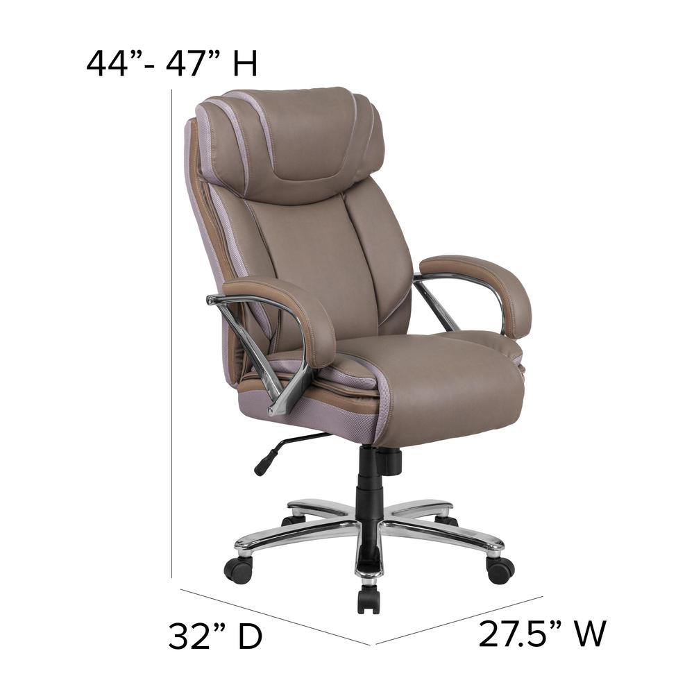 Big & Tall 500 lb. Rated Taupe LeatherSoft Executive Swivel Ergonomic Office Chair with Extra Wide Seat. Picture 2