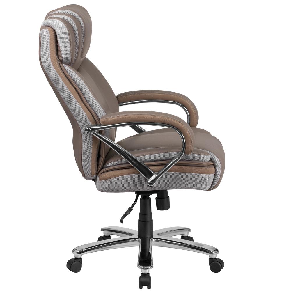 Big & Tall 500 lb. Rated Taupe LeatherSoft Executive Swivel Ergonomic Office Chair with Extra Wide Seat. Picture 3