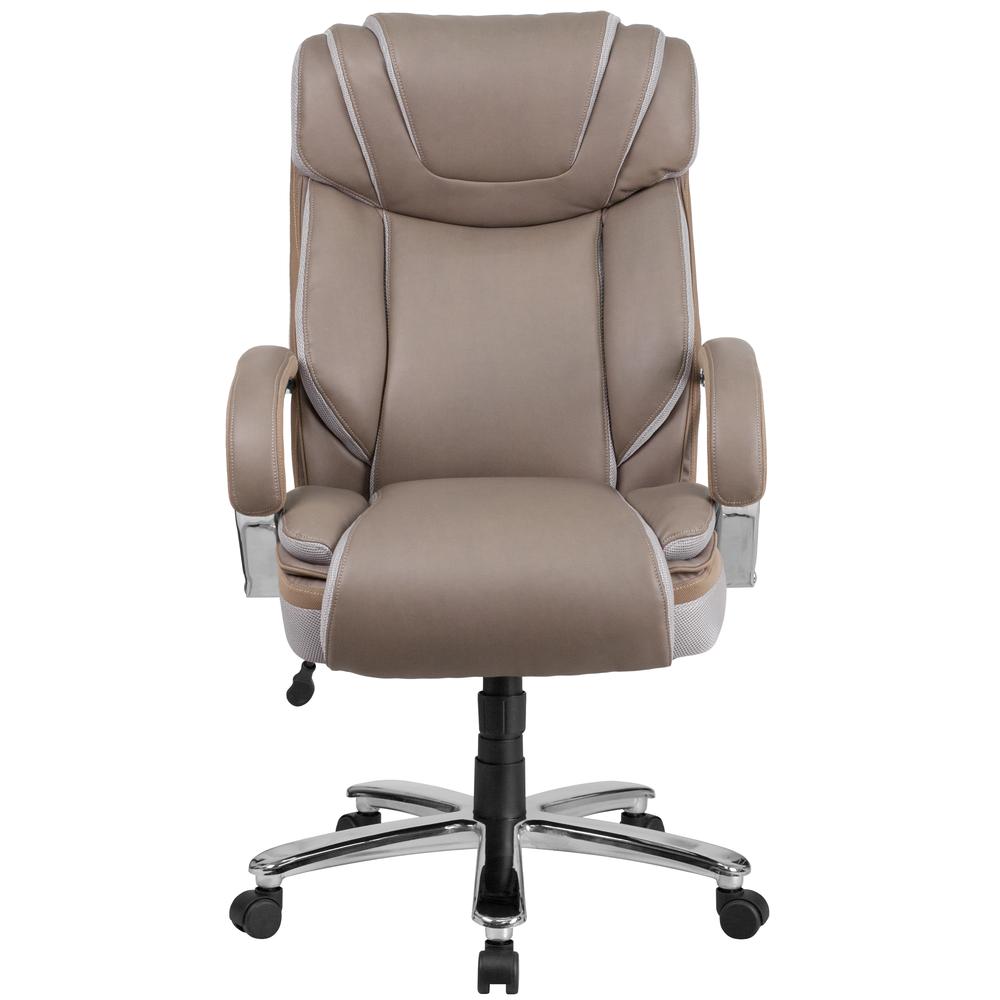 Big & Tall 500 lb. Rated Taupe LeatherSoft Executive Swivel Ergonomic Office Chair with Extra Wide Seat. Picture 5