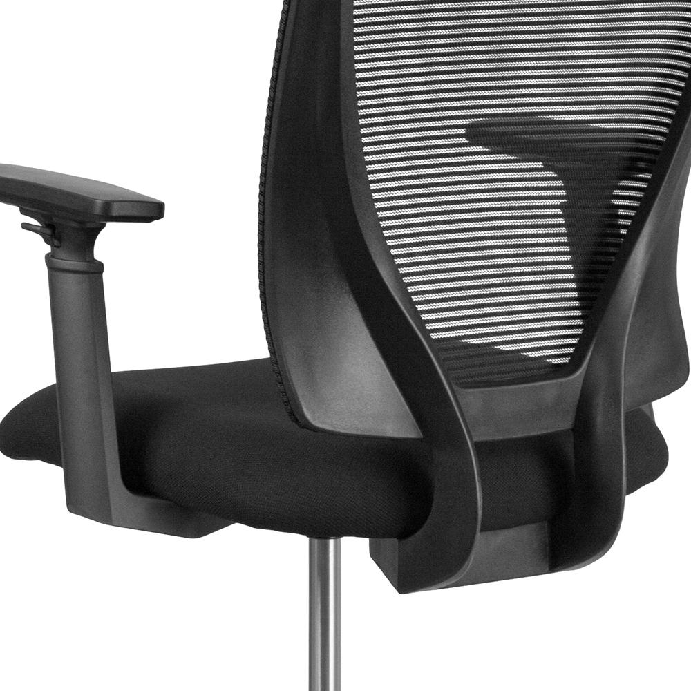 Ergonomic Mid-Back Mesh Drafting Chair with Black Fabric Seat, Adjustable Foot Ring and Adjustable Arms. Picture 9