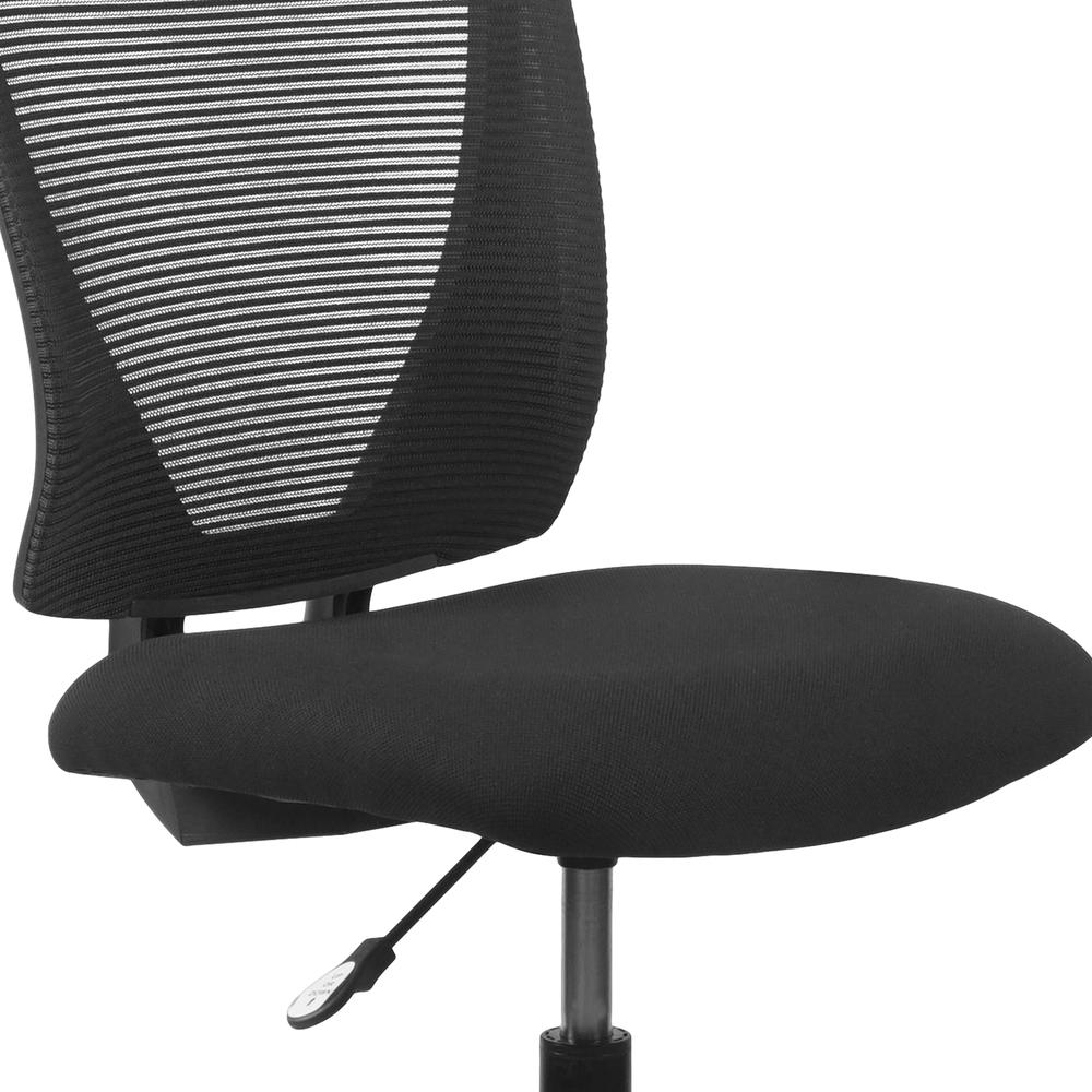 Ergonomic Mid-Back Mesh Drafting Chair with Black Fabric Seat and Adjustable Foot Ring. Picture 8