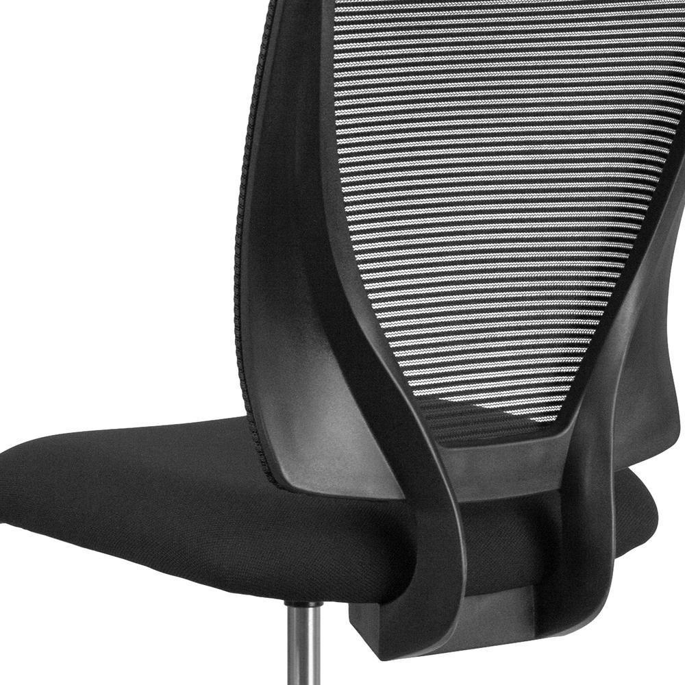Ergonomic Mid-Back Mesh Drafting Chair with Black Fabric Seat and Adjustable Foot Ring. Picture 9