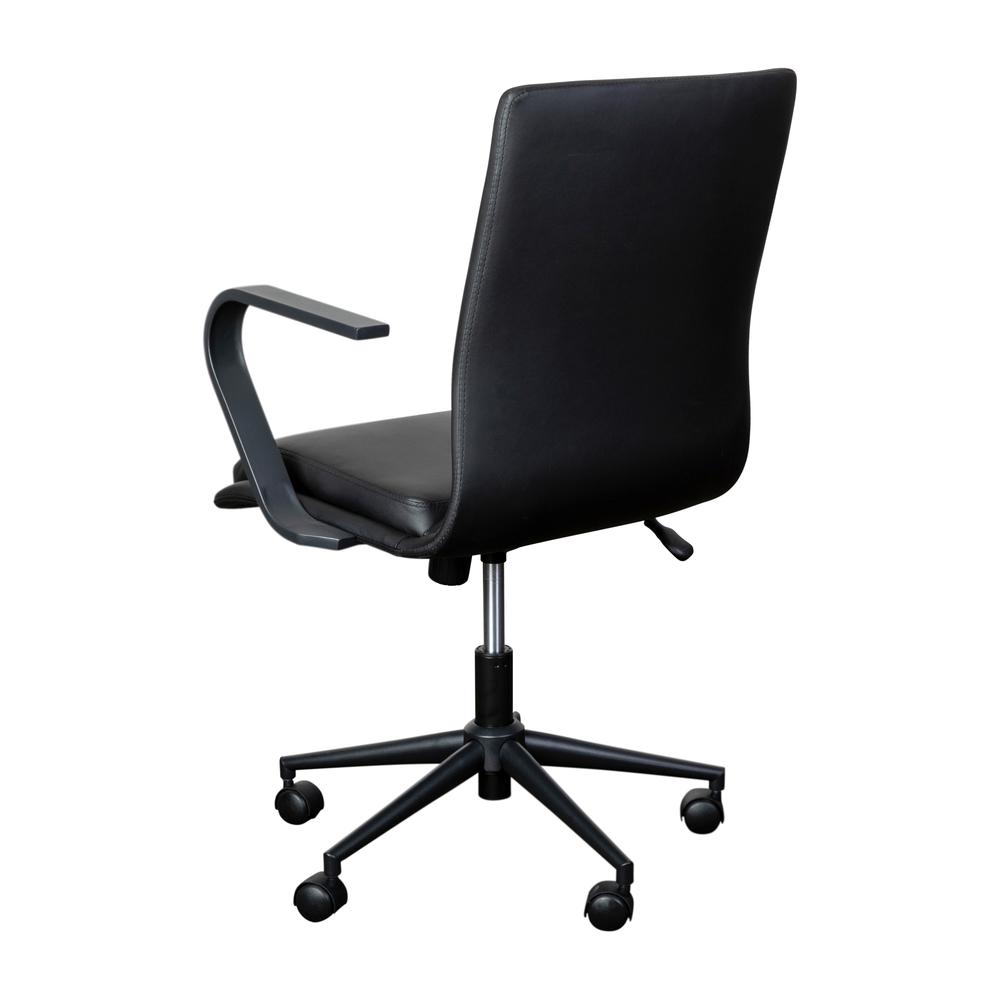 Mid-Back Designer Executive Office Chair with Black Base and Arms, Black. Picture 8