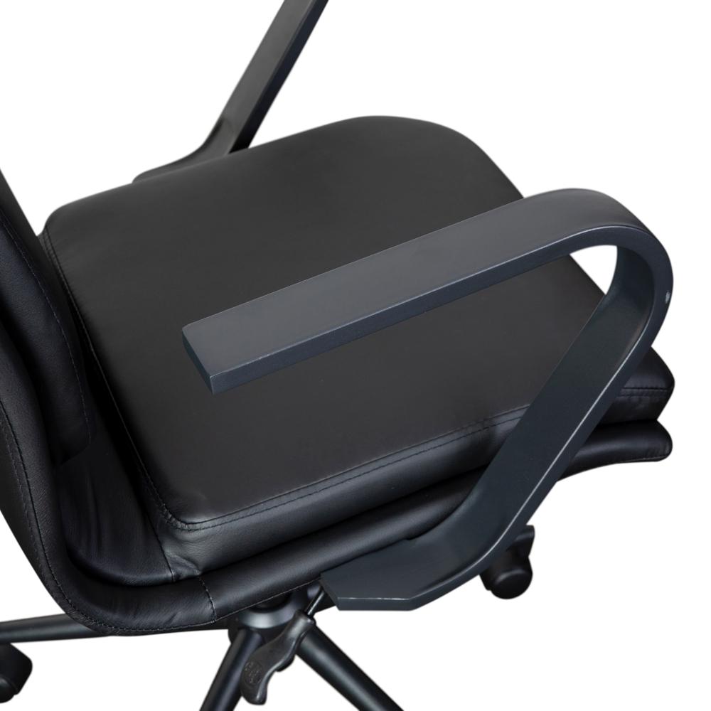 Mid-Back Designer Executive Office Chair with Black Base and Arms, Black. Picture 9