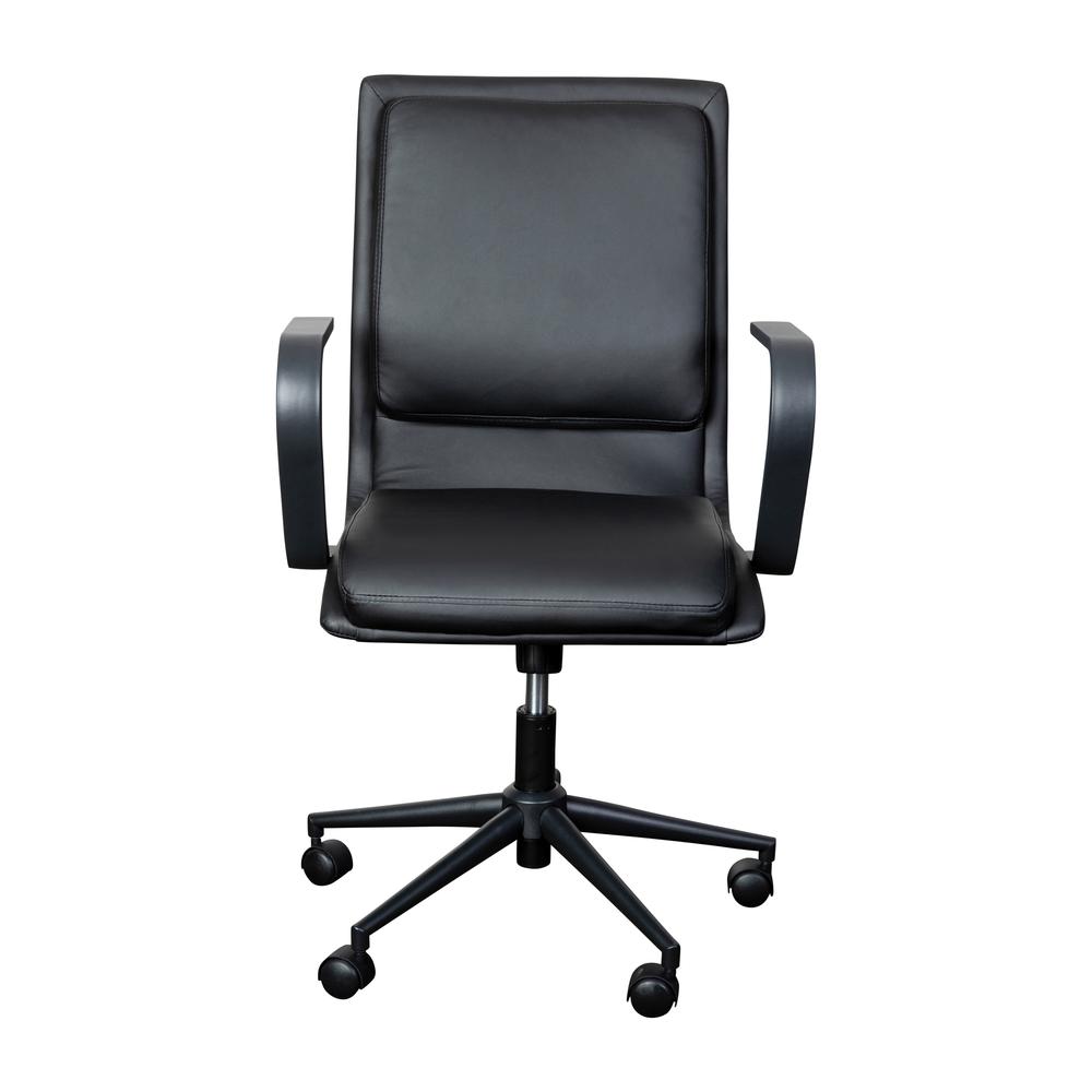 Mid-Back Designer Executive Office Chair with Black Base and Arms, Black. Picture 11