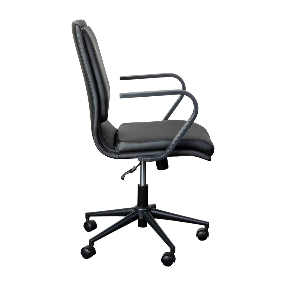 Mid-Back Designer Executive Office Chair with Black Base and Arms, Black. Picture 10