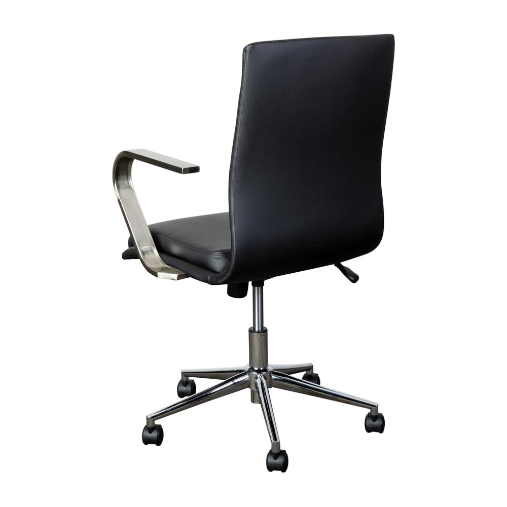Mid-Back Executive Office Chair with Brushed Chrome Base and Arms, Black. Picture 8