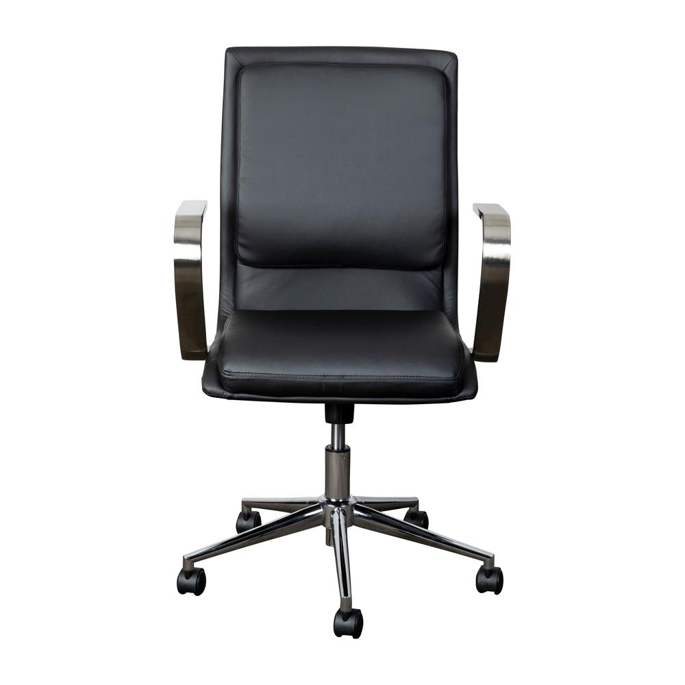 Mid-Back Executive Office Chair with Brushed Chrome Base and Arms, Black. Picture 11
