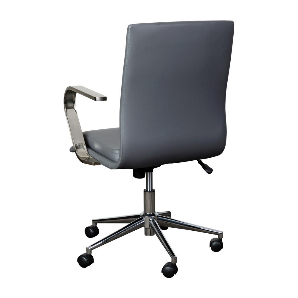 Mid-Back Designer Executive Office Chair with Brushed Chrome Base and Arms, Gray. Picture 7