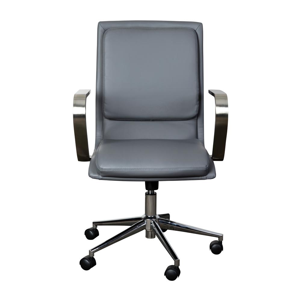 Mid-Back Designer Executive Office Chair with Brushed Chrome Base and Arms, Gray. Picture 10