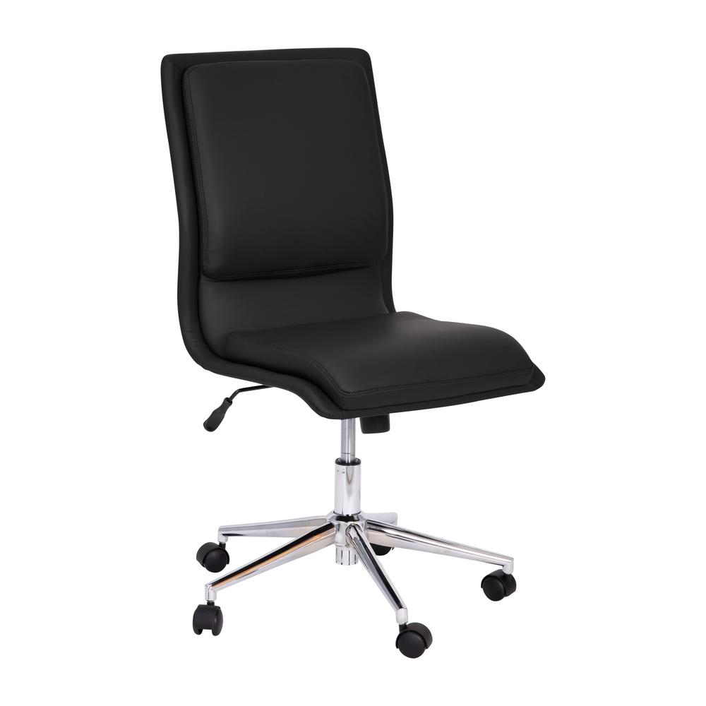 Mid-Back Armless Swivel Task Office Chair with and Adjustable Chrome Base, Black. Picture 2