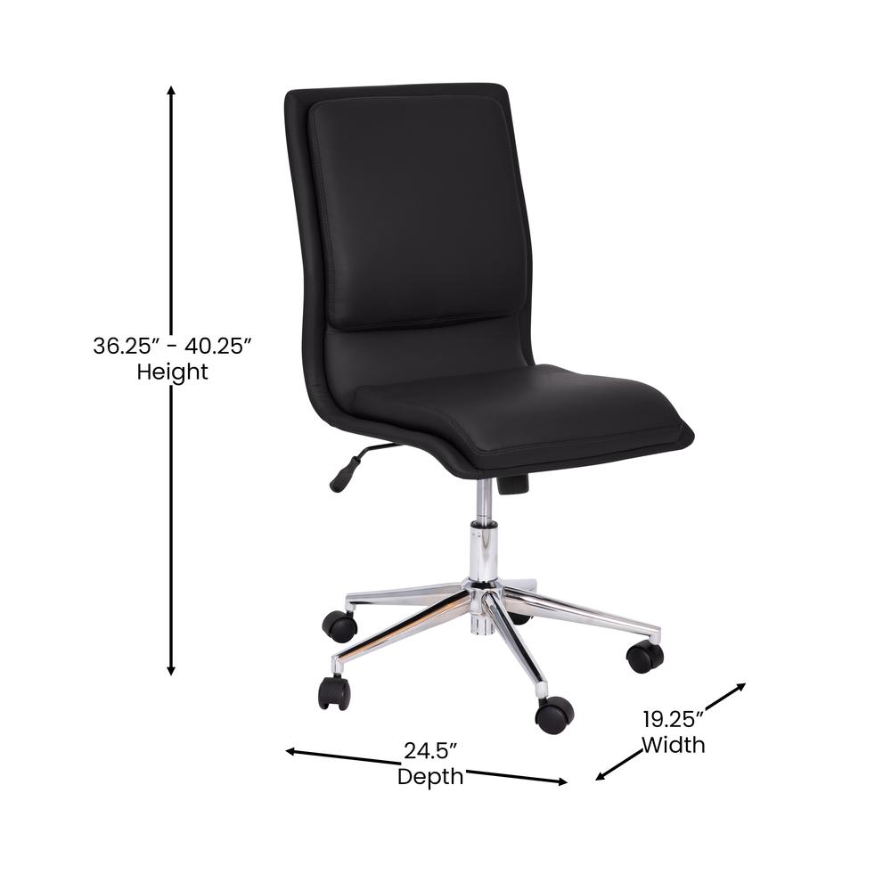 Mid-Back Armless Swivel Task Office Chair with and Adjustable Chrome Base, Black. Picture 5