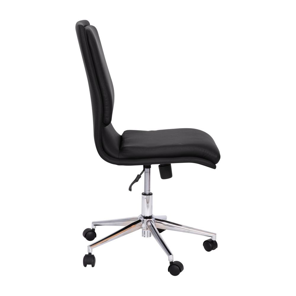 Mid-Back Armless Swivel Task Office Chair with and Adjustable Chrome Base, Black. Picture 10