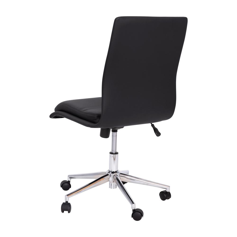 Mid-Back Armless Swivel Task Office Chair with and Adjustable Chrome Base, Black. Picture 8