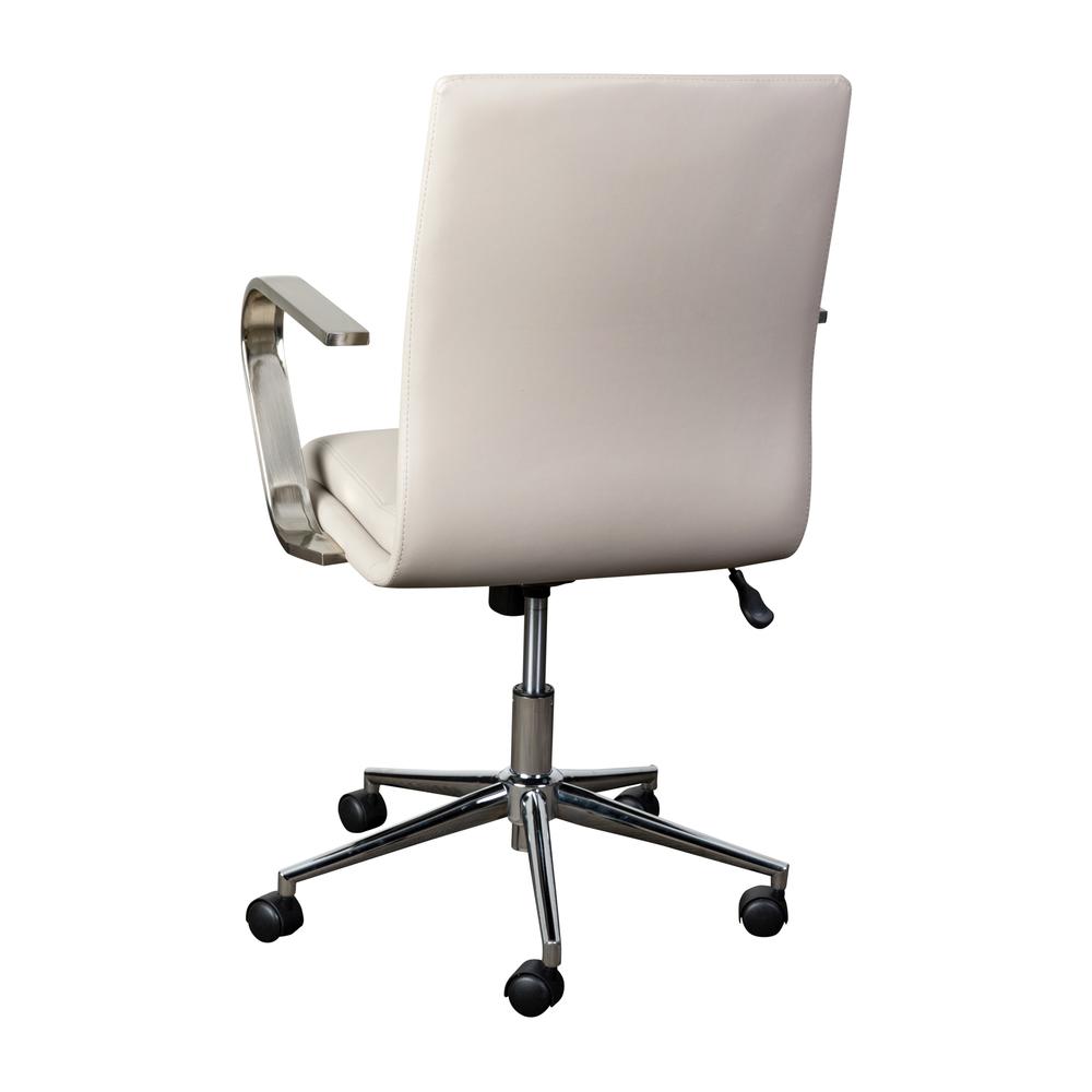James Mid-Back Designer Executive LeatherSoft Office Chair with Brushed Chrome Base and Arms, Taupe. Picture 8