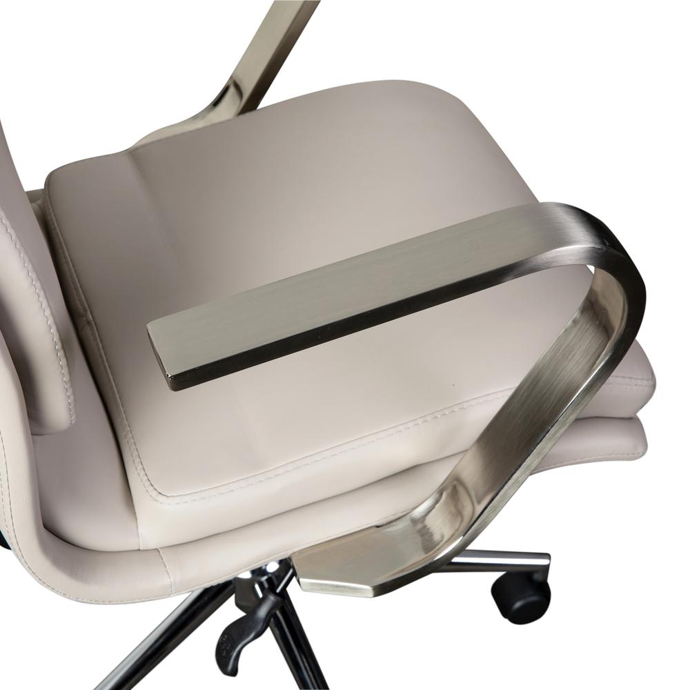 James Mid-Back Designer Executive LeatherSoft Office Chair with Brushed Chrome Base and Arms, Taupe. Picture 9