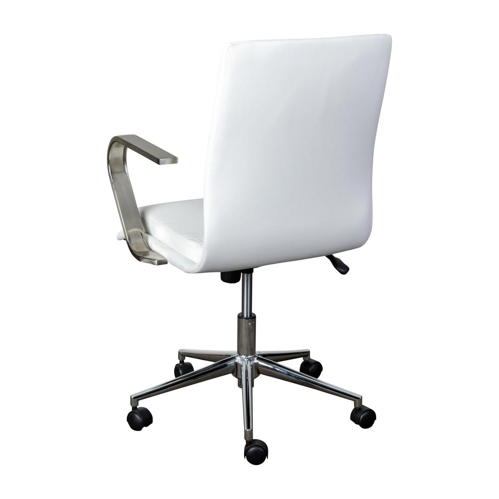 Mid-Back Executive Office Chair with Brushed Chrome Base and Arms, White. Picture 8