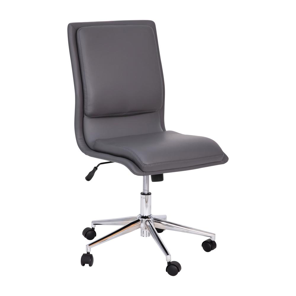 Mid-Back Armless Swivel Task Office Chair with and Adjustable Chrome Base, Gray. Picture 2