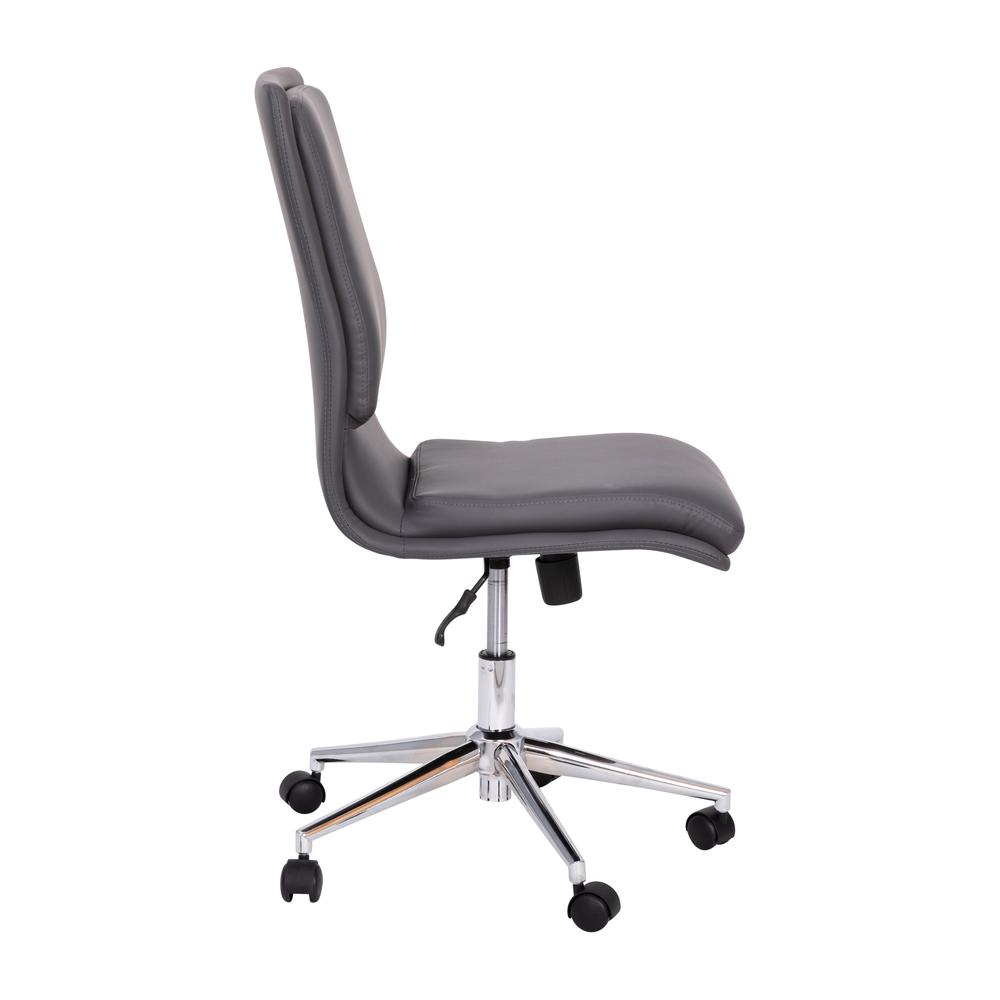 Mid-Back Armless Swivel Task Office Chair with and Adjustable Chrome Base, Gray. Picture 10