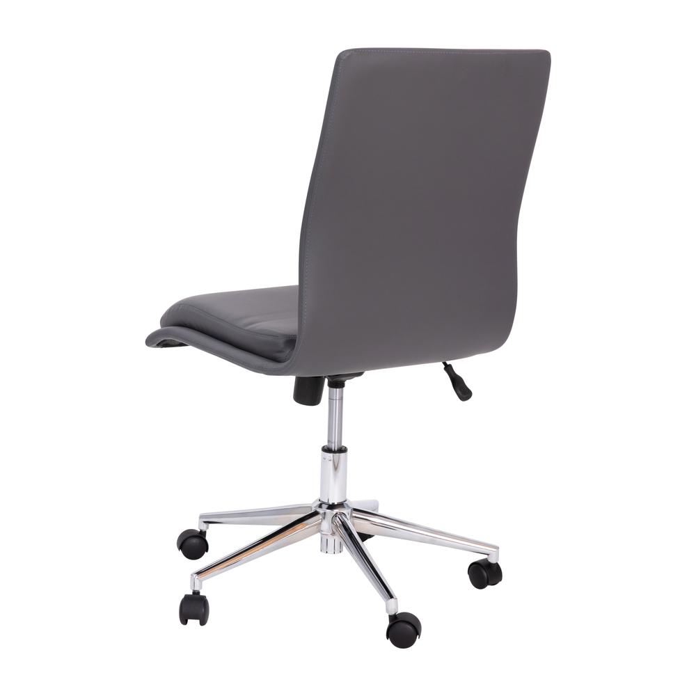 Mid-Back Armless Swivel Task Office Chair with and Adjustable Chrome Base, Gray. Picture 8