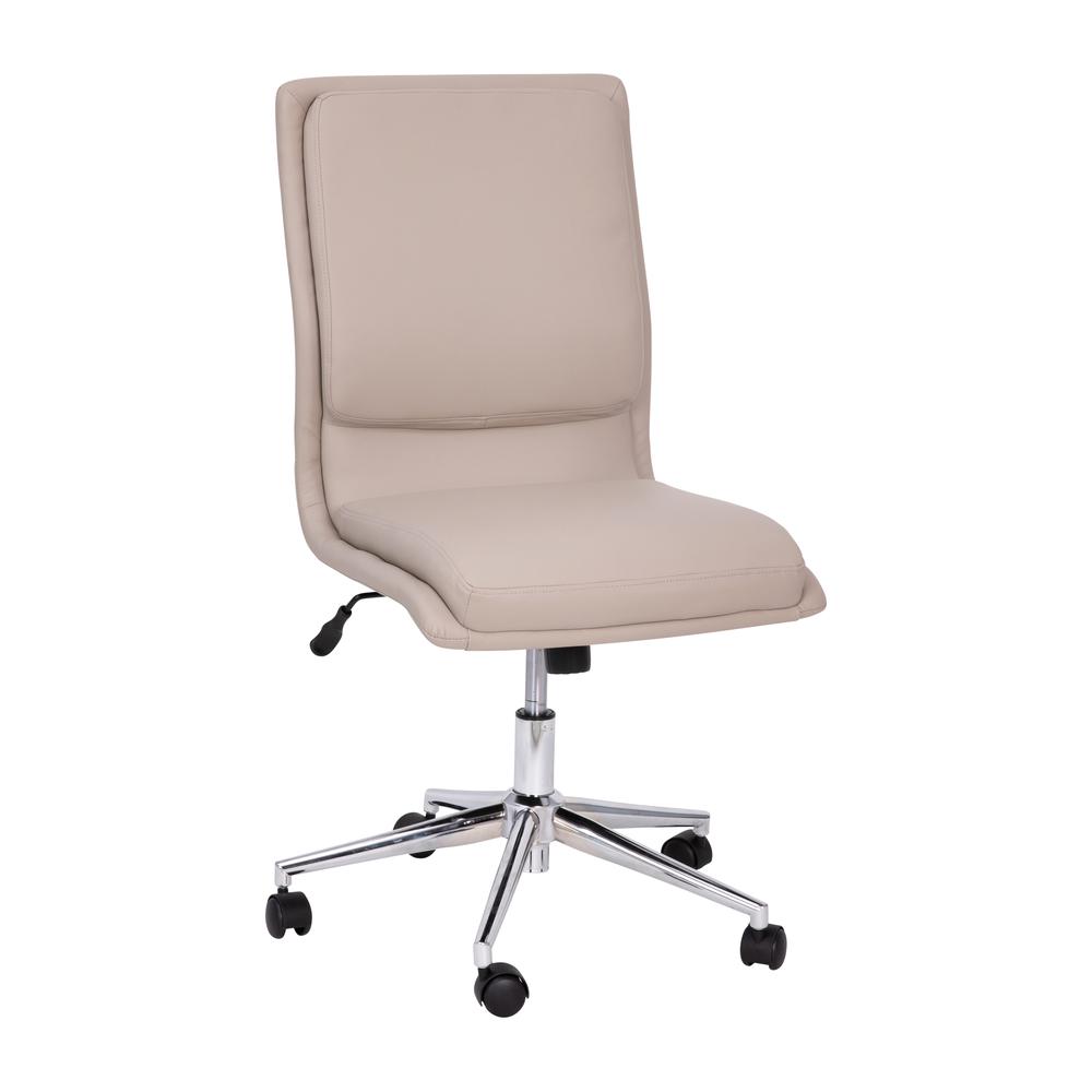 Mid-Back Armless Swivel Task Office Chair with and Adjustable Chrome Base, Taupe. Picture 2