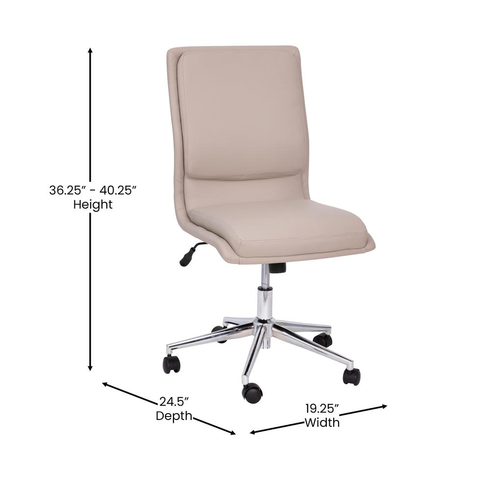 Mid-Back Armless Swivel Task Office Chair with and Adjustable Chrome Base, Taupe. Picture 5