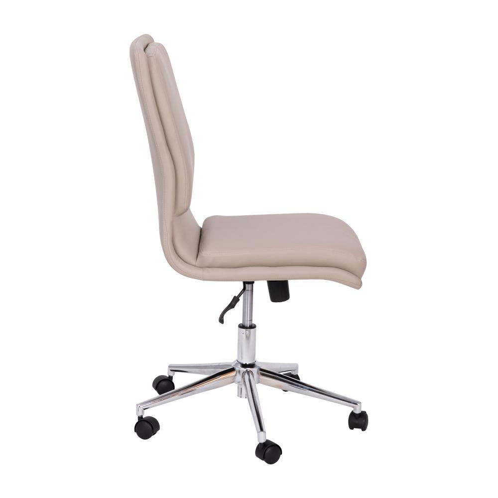 Mid-Back Armless Swivel Task Office Chair with and Adjustable Chrome Base, Taupe. Picture 10