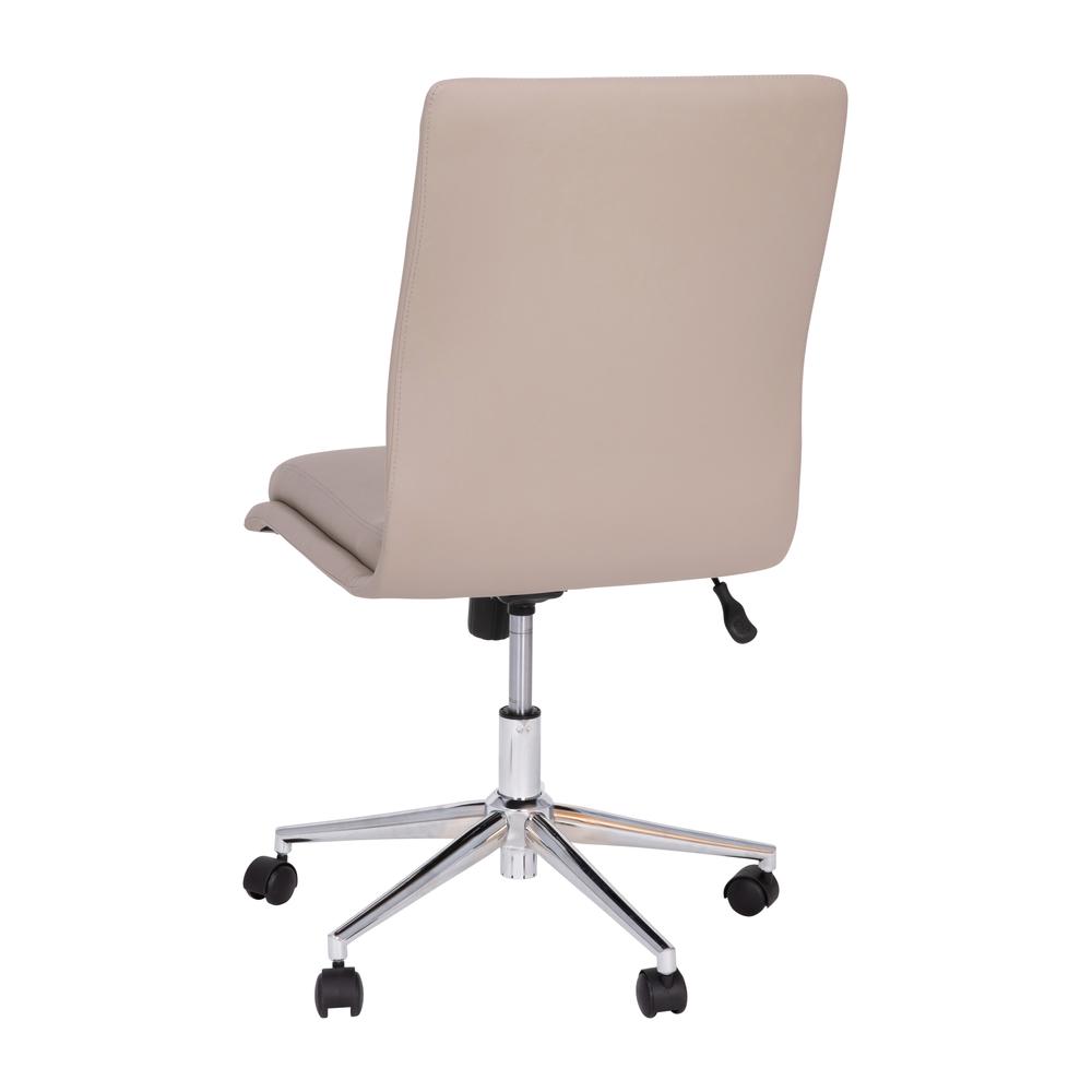 Mid-Back Armless Swivel Task Office Chair with and Adjustable Chrome Base, Taupe. Picture 8