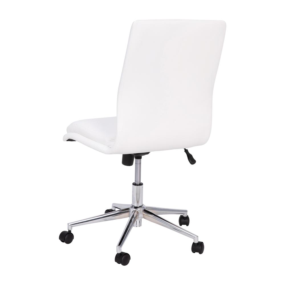 Mid-Back Armless Swivel Task Office Chair with and Adjustable Chrome Base, White. Picture 8