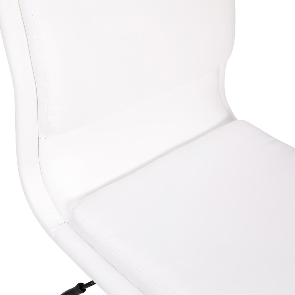 Mid-Back Armless Swivel Task Office Chair with and Adjustable Chrome Base, White. Picture 9
