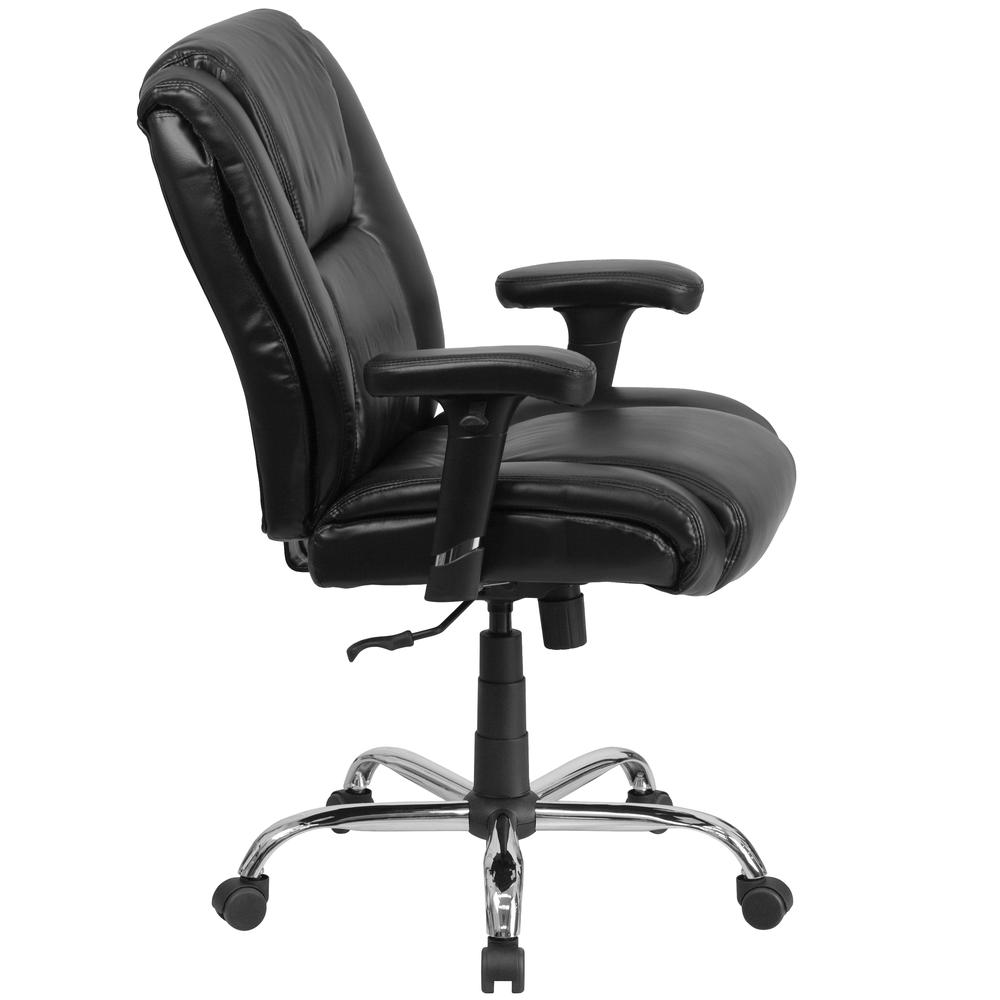 HERCULES Series Big & Tall 400 lb. Rated Black LeatherSoft Ergonomic Task Office Chair with Chrome Base and Adjustable Arms. Picture 2