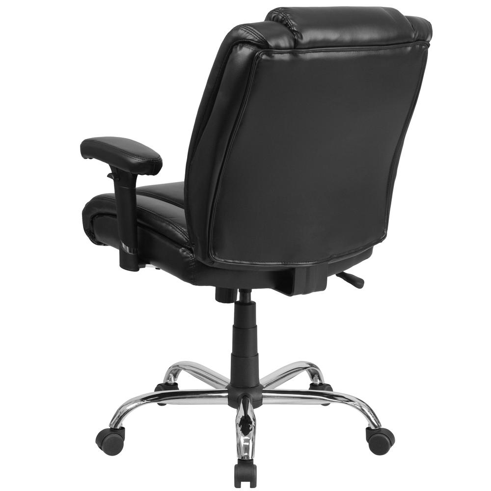 HERCULES Series Big & Tall 400 lb. Rated Black LeatherSoft Ergonomic Task Office Chair with Chrome Base and Adjustable Arms. Picture 3