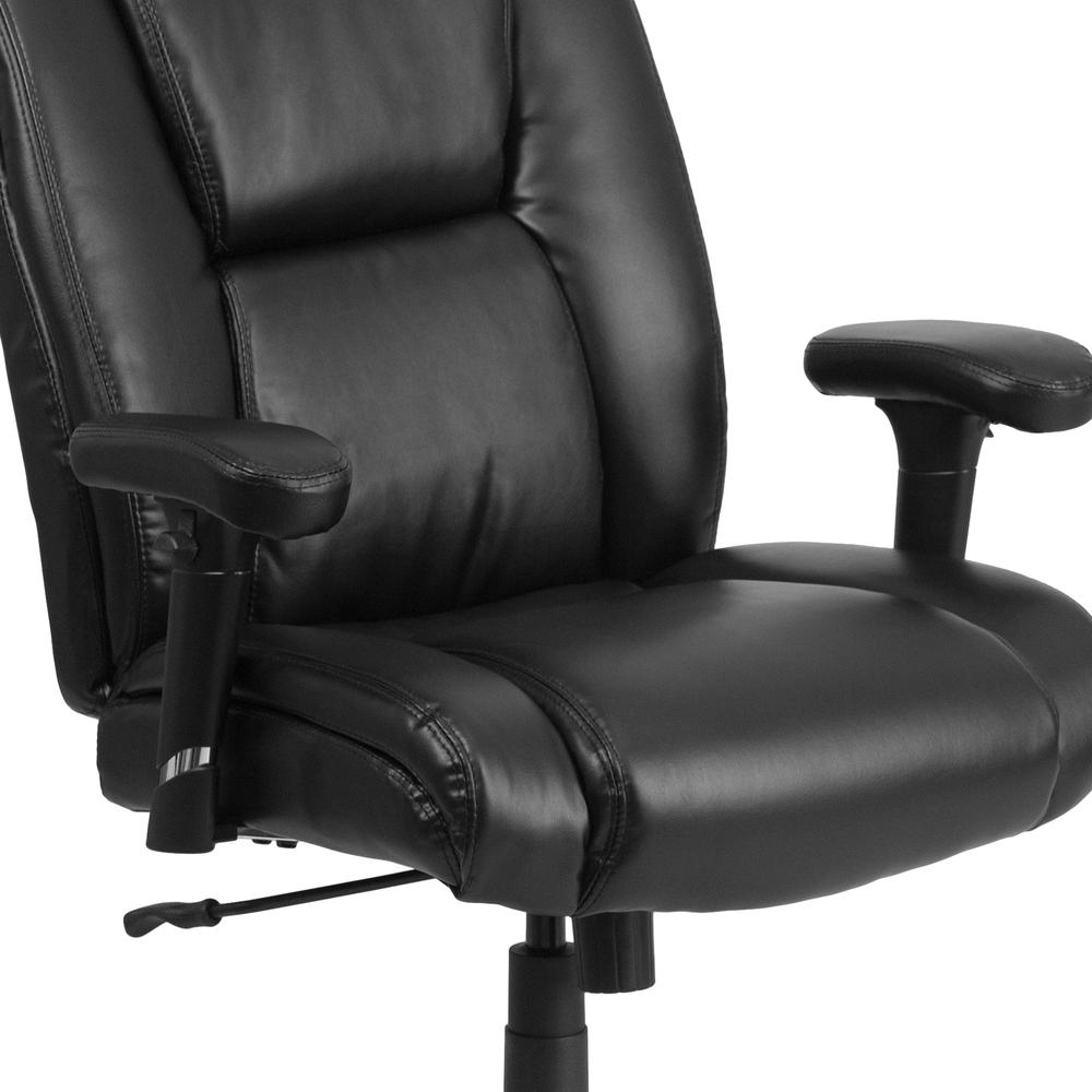 Big & Tall 400 lb. Rated Black LeatherSoft Ergonomic Task Office Chair with Chrome Base and Adjustable Arms. Picture 7
