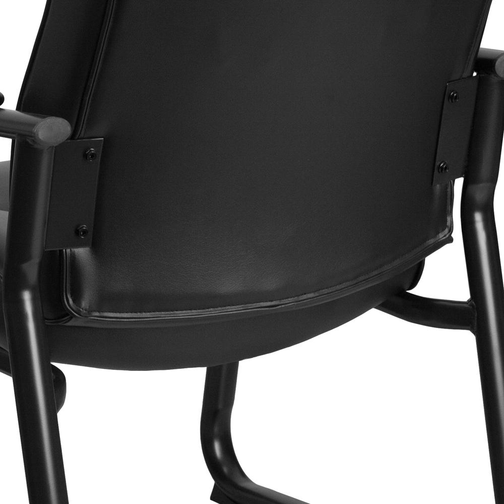 Big & Tall 500 lb. Rated Black LeatherSoft Executive Side Reception Chair with Clean Line Stitching and Sled Base. Picture 8