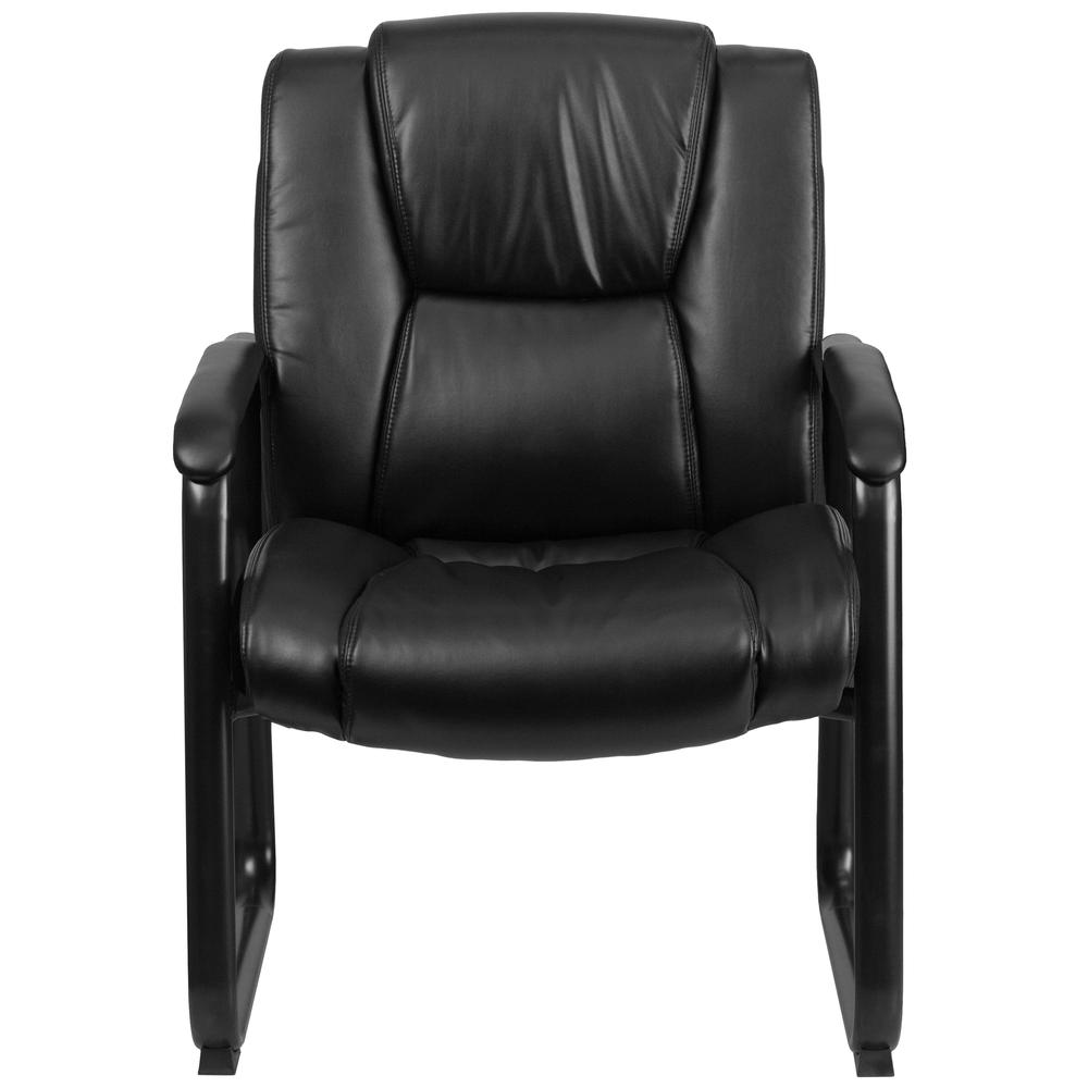 Big & Tall 500 lb. Rated Black LeatherSoft Tufted Executive Side Reception Chair with Sled Base. Picture 5