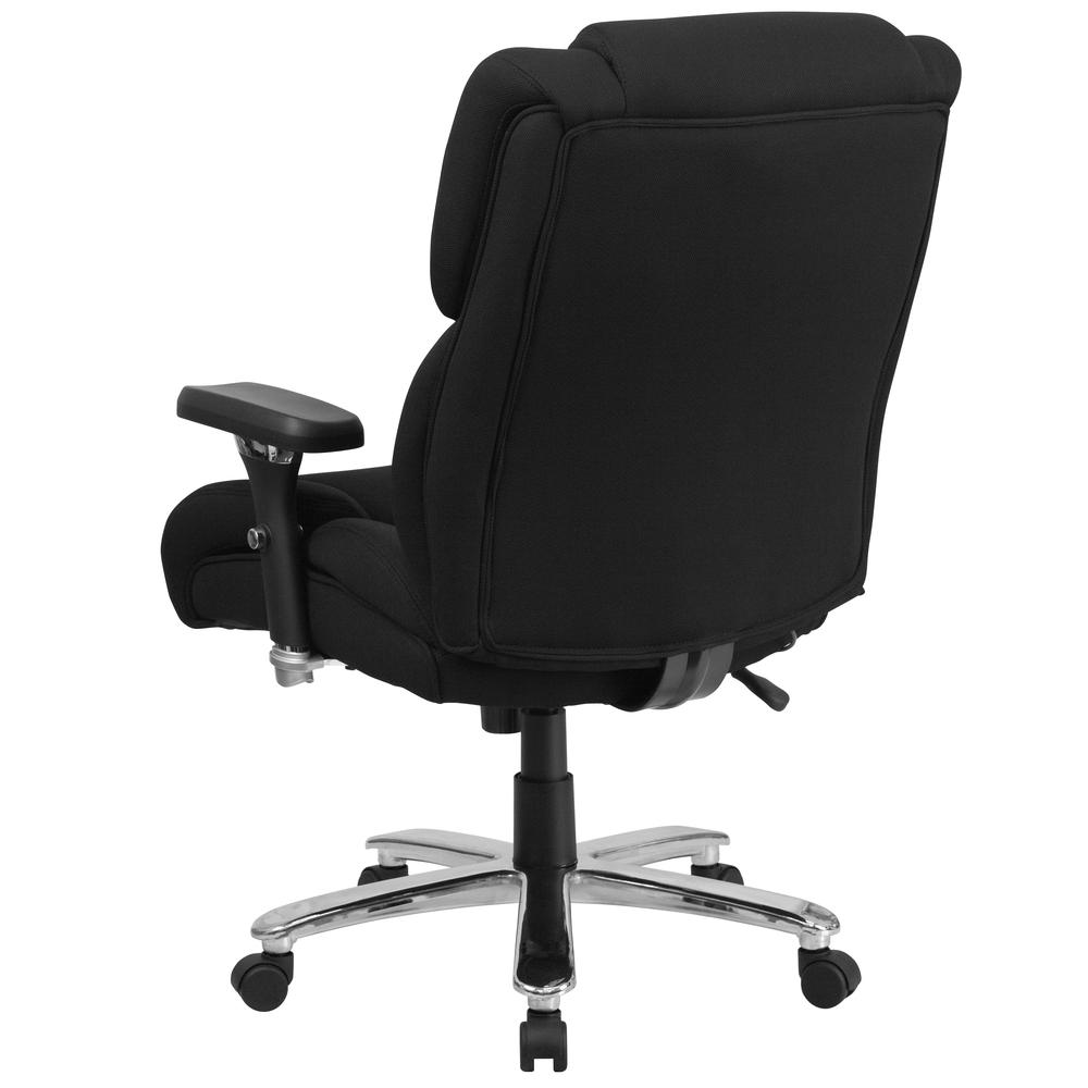 24/7 Intensive Use Big & Tall 400 lb. Rated High Back Black Fabric Executive Ergonomic Office Chair with Lumbar Knob and Tufted Headrest & Back. Picture 4