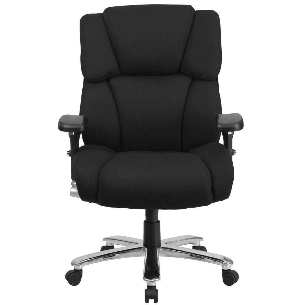 24/7 Intensive Use Big & Tall 400 lb. Rated High Back Black Fabric Executive Ergonomic Office Chair with Lumbar Knob and Tufted Headrest & Back. Picture 5